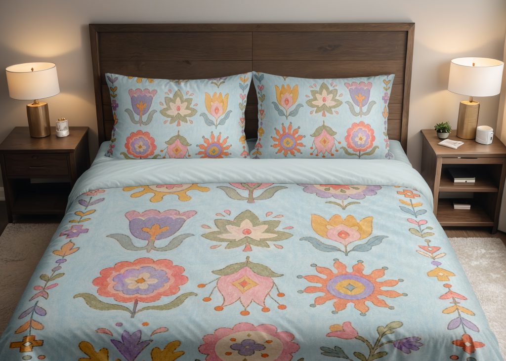 Pastel Folk Bloom Bedding Set