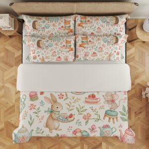 Pastel Storybook Tea Party Bedding Set - Image 3