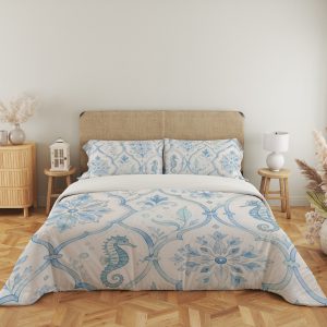Porcelain Seahorse Quatrefoil Bedding Set - Image 5