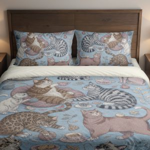 Powder Blue Cat Tea Society Bedding Set