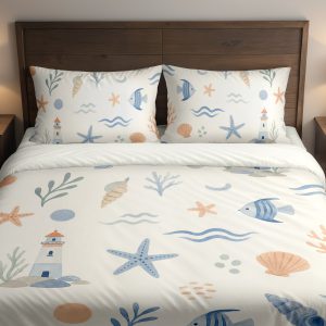 Powder Blue Seaside Tokens Bedding Set