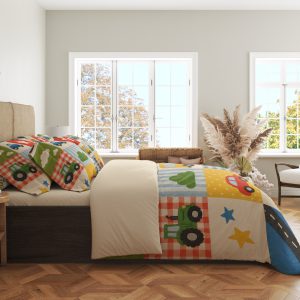 Alternative view of Primary Road Trip Patchwork Bedding Set