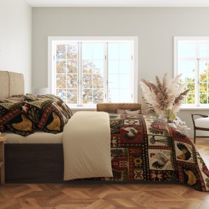 Alternative view of Red Barn Rooster Mosaic Bedding Set