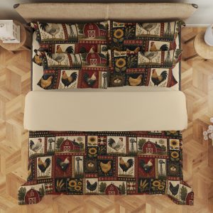 Red Barn Rooster Mosaic Bedding Set - Image 3