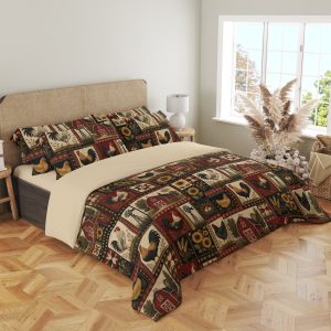 Red Barn Rooster Mosaic Bedding Set - Image 4