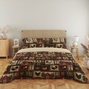 Red Barn Rooster Mosaic Bedding Set - Image 5