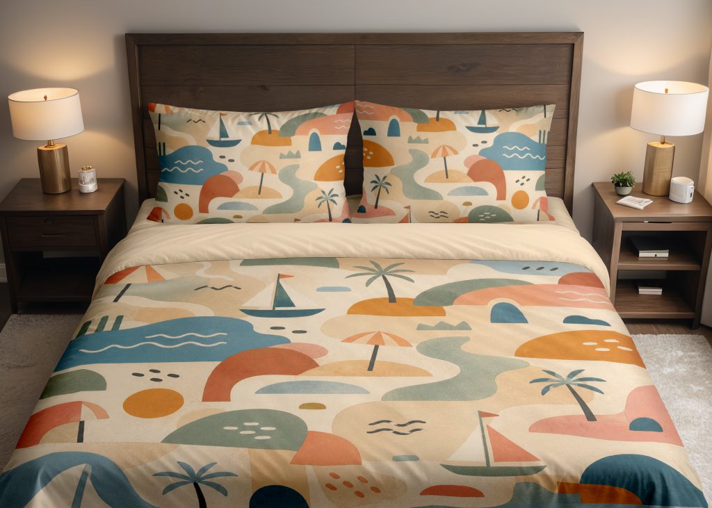 Retro Coastline Collage Bedding Set