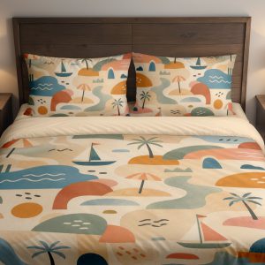 Retro Coastline Collage Bedding Set
