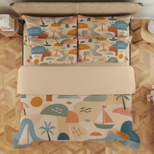 Retro Coastline Collage Bedding Set - Image 3