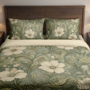 Sage Heritage Hibiscus Vine Bedding Set