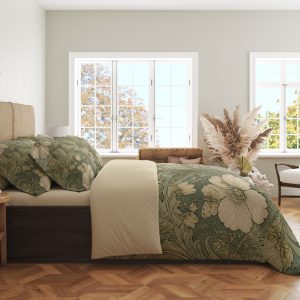 Alternative view of Sage Heritage Hibiscus Vine Bedding Set