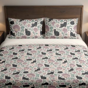 Sea Glass Night Cat Vines Bedding Set