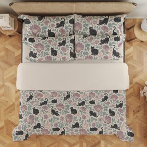 Sea Glass Night Cat Vines Bedding Set - Image 3