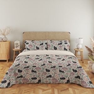 Sea Glass Night Cat Vines Bedding Set - Image 5
