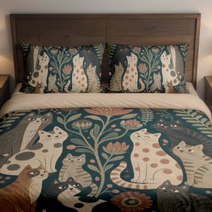 Teal Cat Botanica Bedding Set