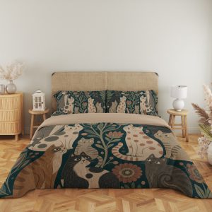 Teal Cat Botanica Bedding Set - Image 5