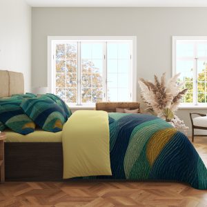 Alternative view of Teal Gilded Tide Ribbons Bedding Set