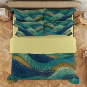 Teal Gilded Tide Ribbons Bedding Set - Image 3