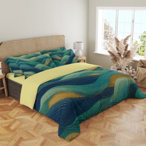 Teal Gilded Tide Ribbons Bedding Set - Image 4