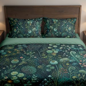Teal Moonlit Microflora Garden Bedding Set