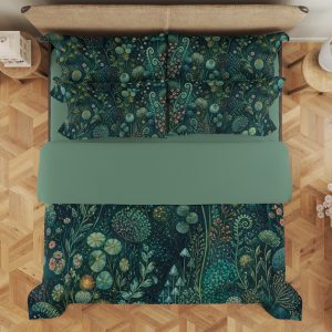 Teal Moonlit Microflora Garden Bedding Set - Image 3