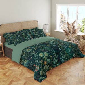 Teal Moonlit Microflora Garden Bedding Set - Image 4