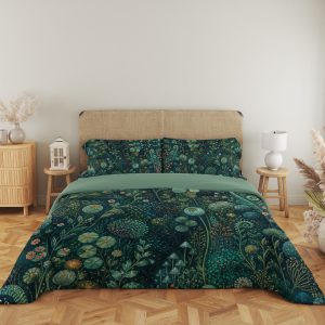 Teal Moonlit Microflora Garden Bedding Set - Image 5