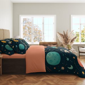Alternative view of Teal Orbit Rocket Parade Bedding Set