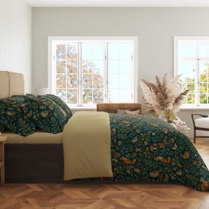 Alternative view of Teal Woodland Almanac Bedding Set
