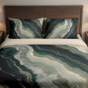 Verdant Onyx Mineral Currents Bedding Set