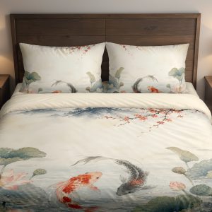 Vermilion Koi Lotus Mist Valley Bedding Set