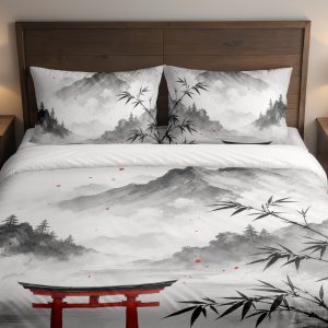 Vermilion Torii Bamboo Mist Bedding Set