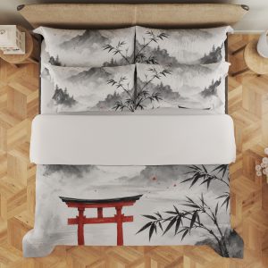 Vermilion Torii Bamboo Mist Bedding Set - Image 3